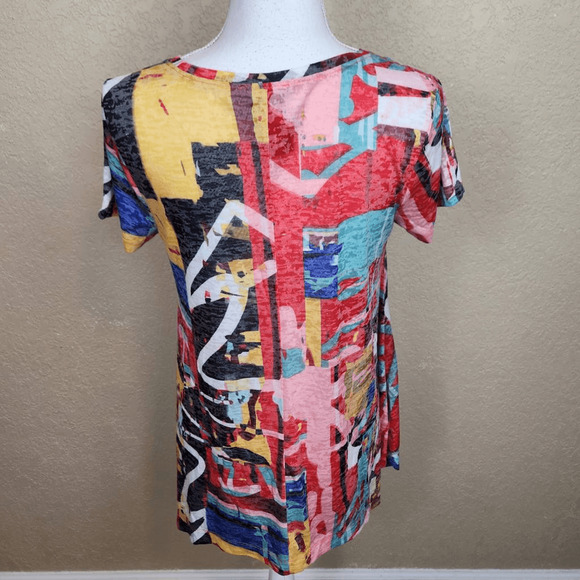 Chelsea and Theodore Colorblock Burnout Tee Shirt Medium (4494) - Picture 2 of 4